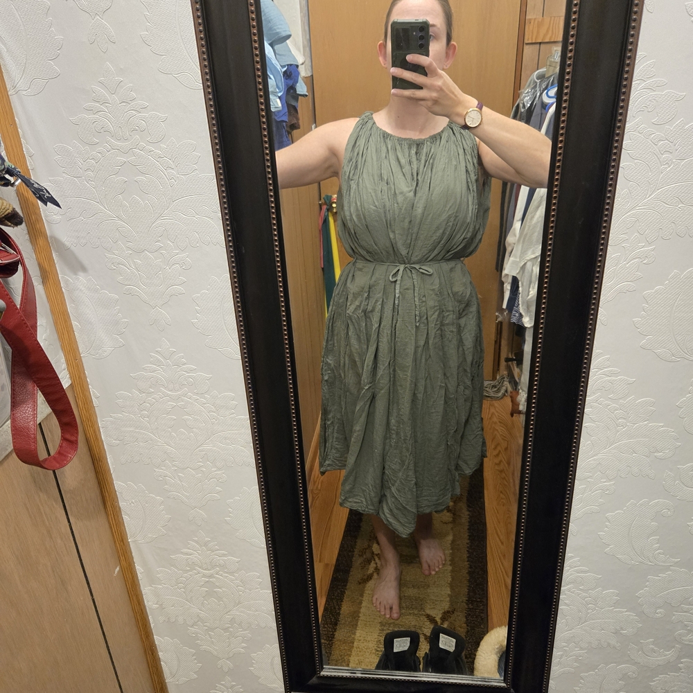 Boho Green Midi Italian Sack Dress
